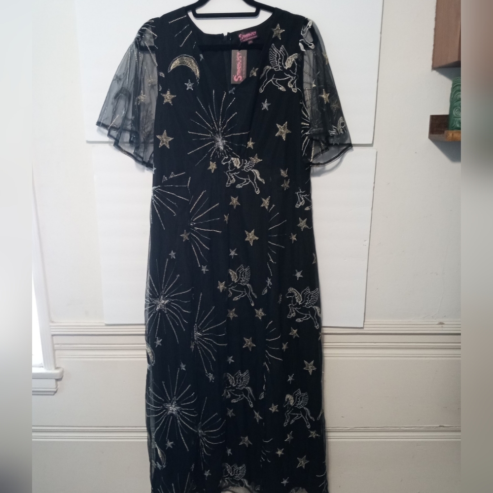 Oblong Box Shop X Starling Flutter Dress Black Pegasus 2XL NWT - Picture 2 of 6